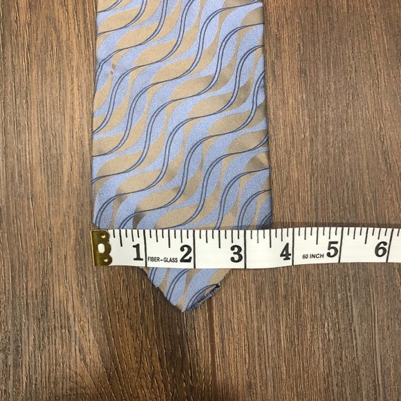 J Ferrar Mens Formal Necktie Metallic Blue Neck Tie Wavy Metallic Blue - Picture 7 of 7